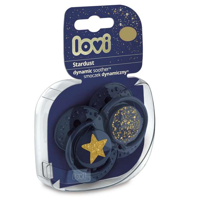 LOVI Dynamic Sílikon Snuð - Stardust Blue 2 í boxi