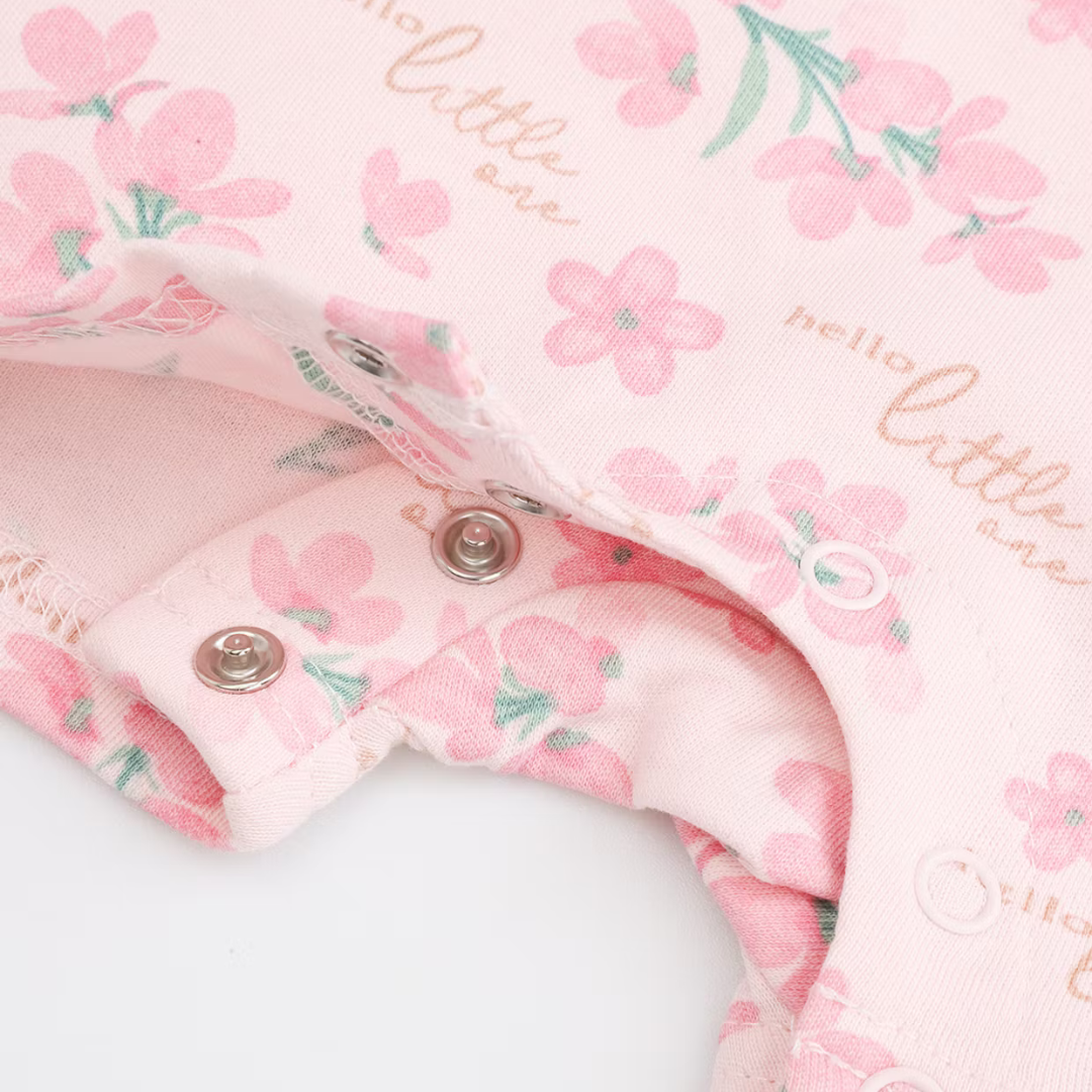 Short Sleeve Romper - Pink Flowers