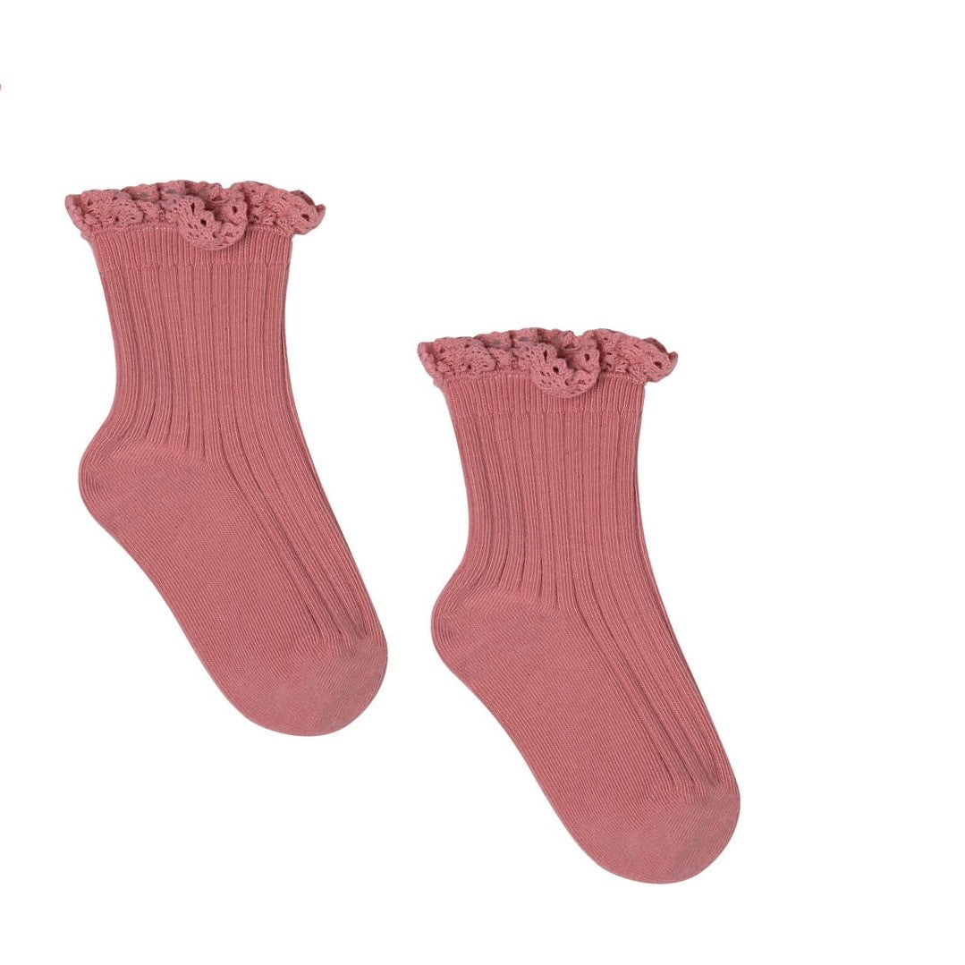 Sokkar með blúndu - Dirty Pink