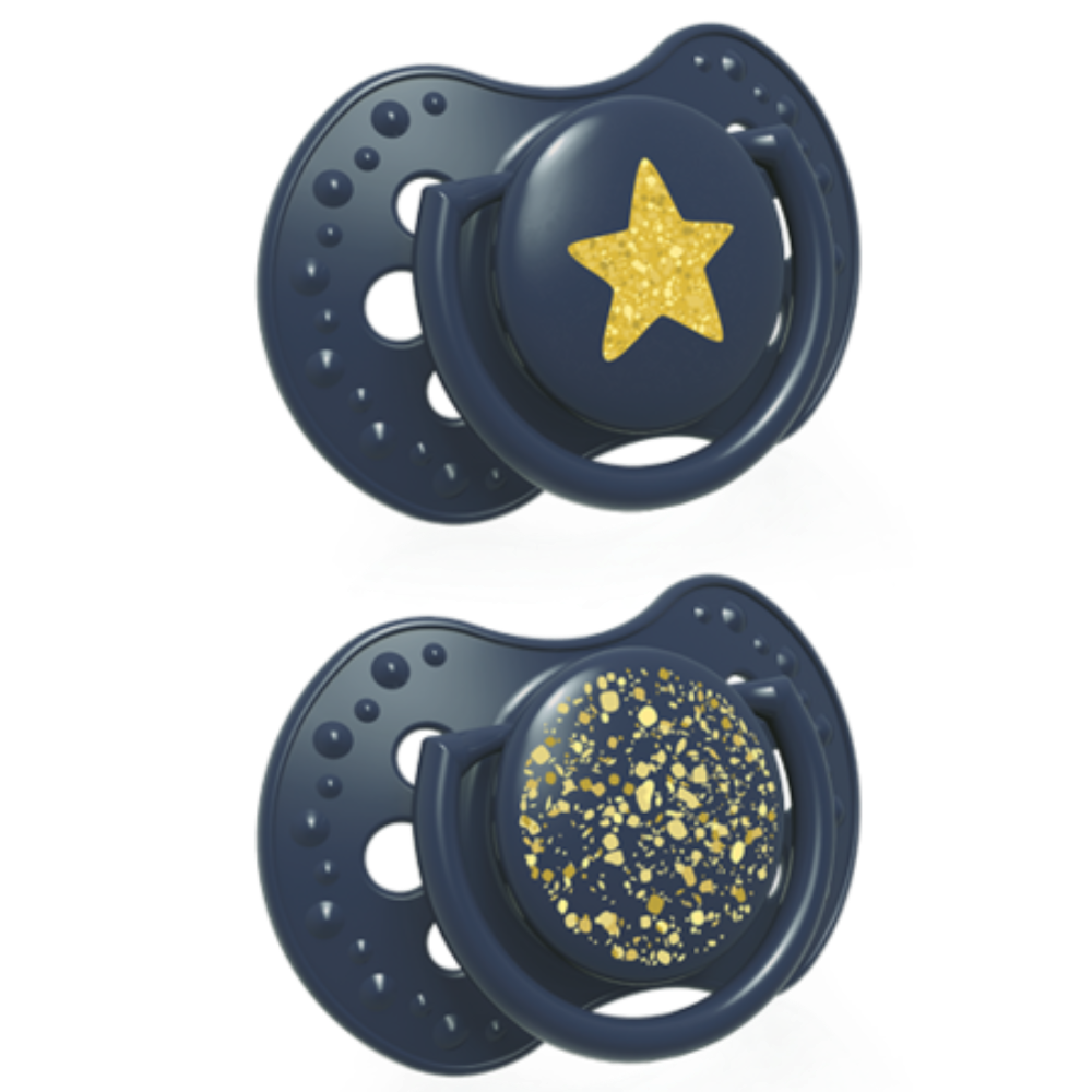 LOVI Dynamic Sílikon Snuð - Stardust Blue 2 í boxi