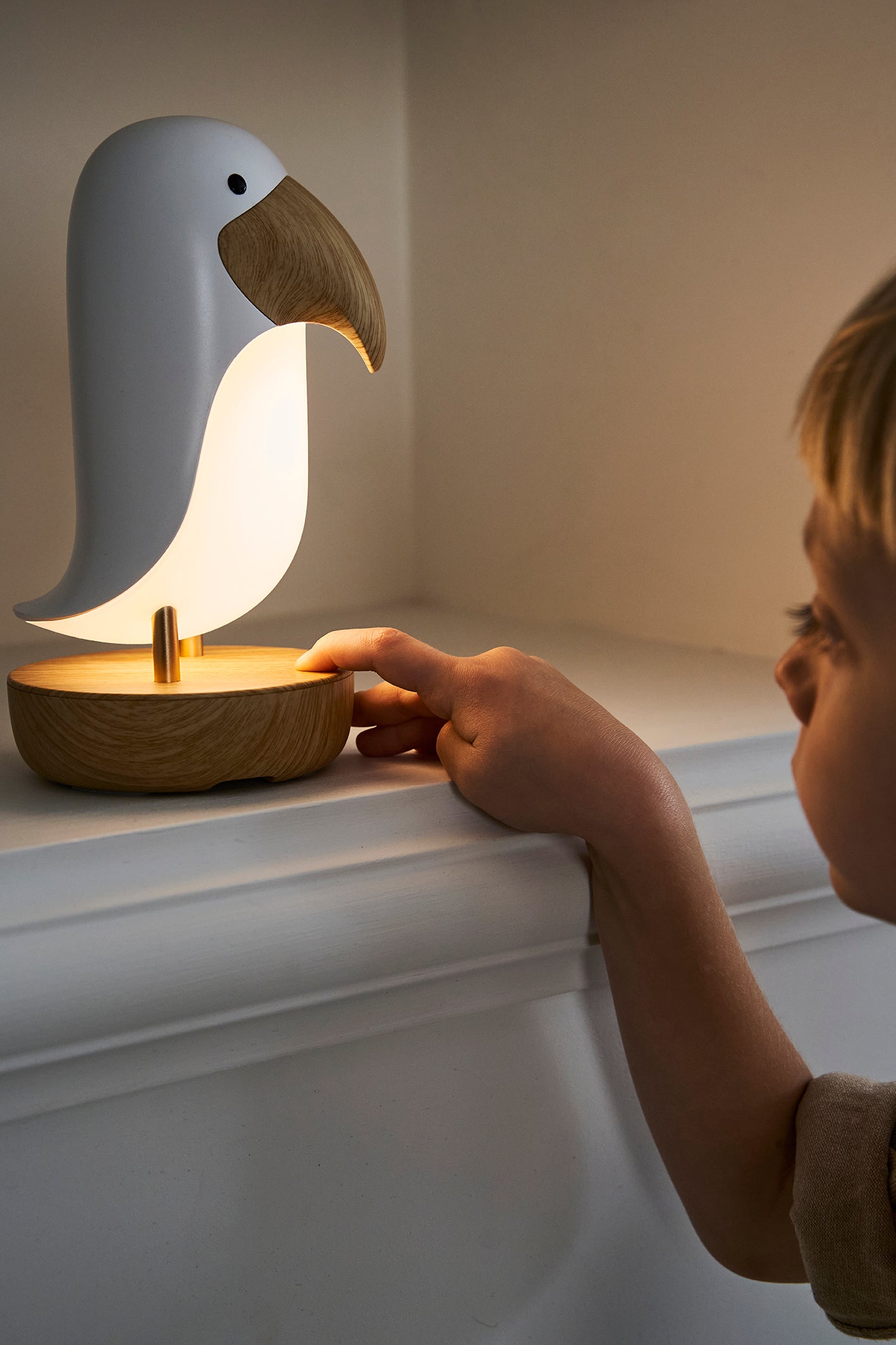Puffin Lampi með bluetooth-hátalara - White