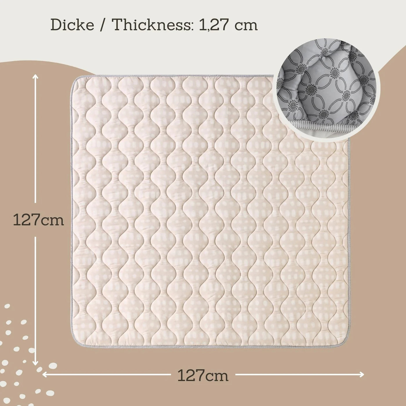 Quilted Leikmotta - Beige 127/127cm