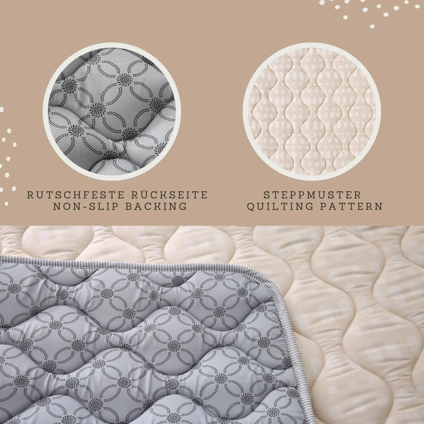 Quilted Leikmotta - Beige 127/127cm