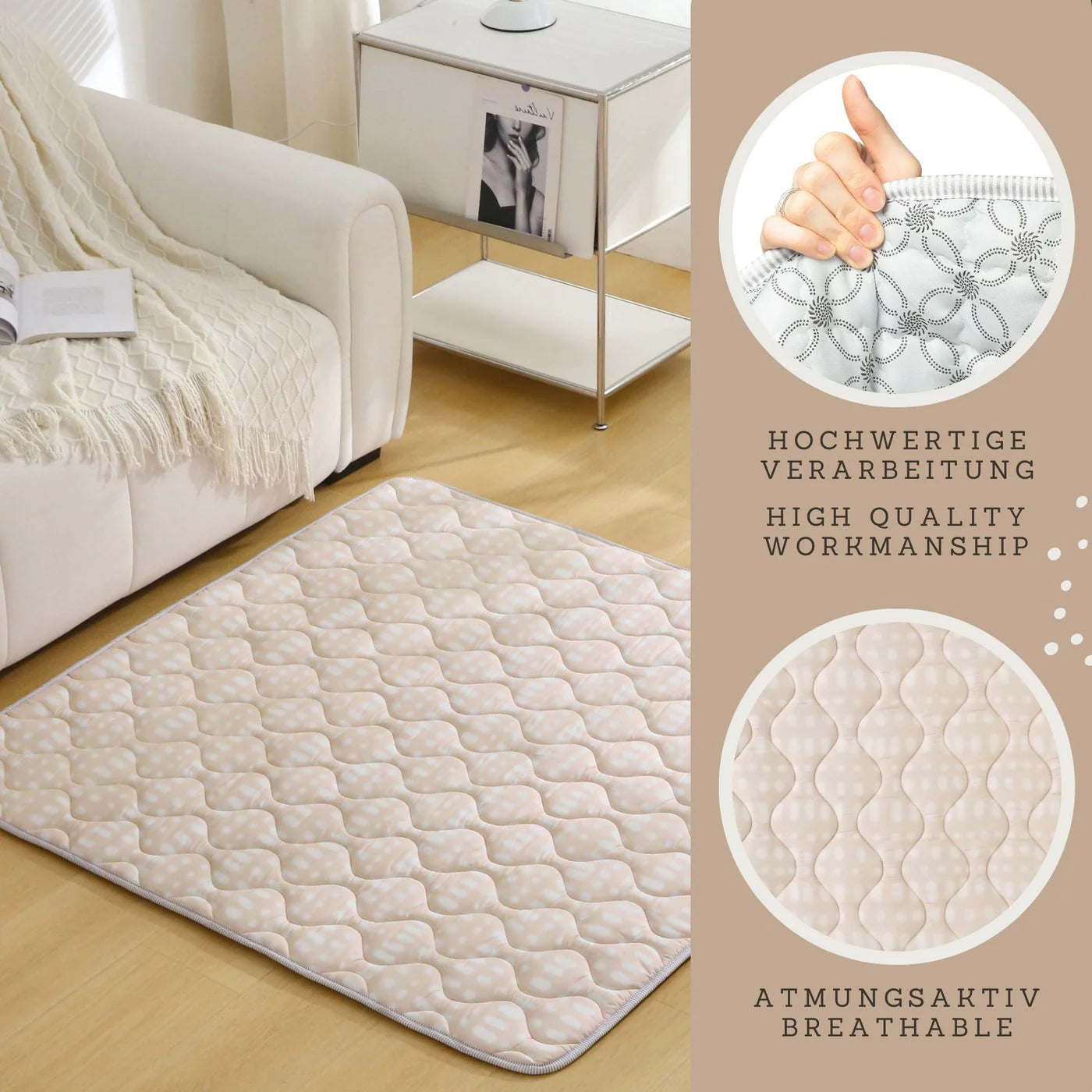 Quilted Leikmotta - Beige 127/127cm