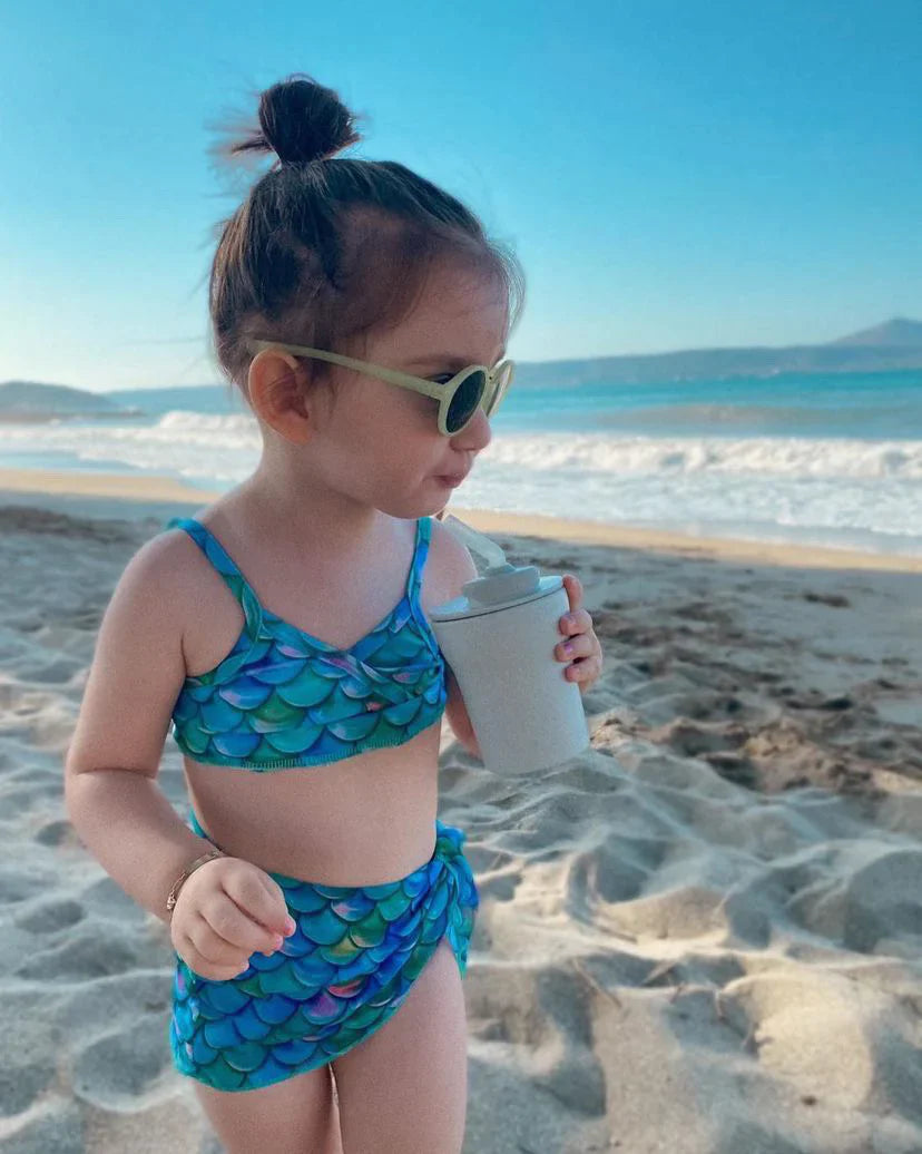 1-2-3! Sip Cup Sett - Mál með röri  - Aqua