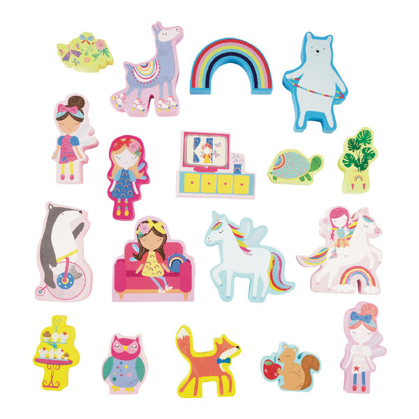 Leikbox með tré fígúrur - Rainbow Fairy