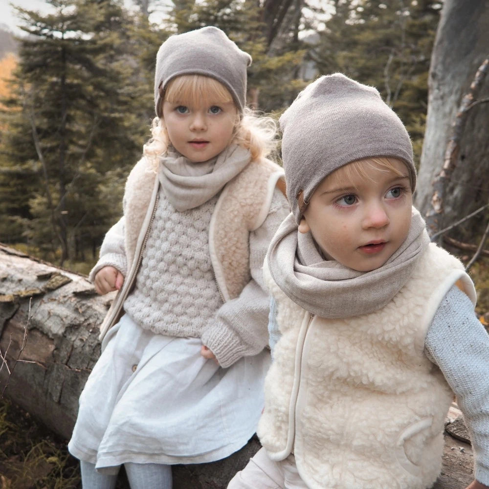 Viðsnúaleg ullarhúfa Beige - Brown