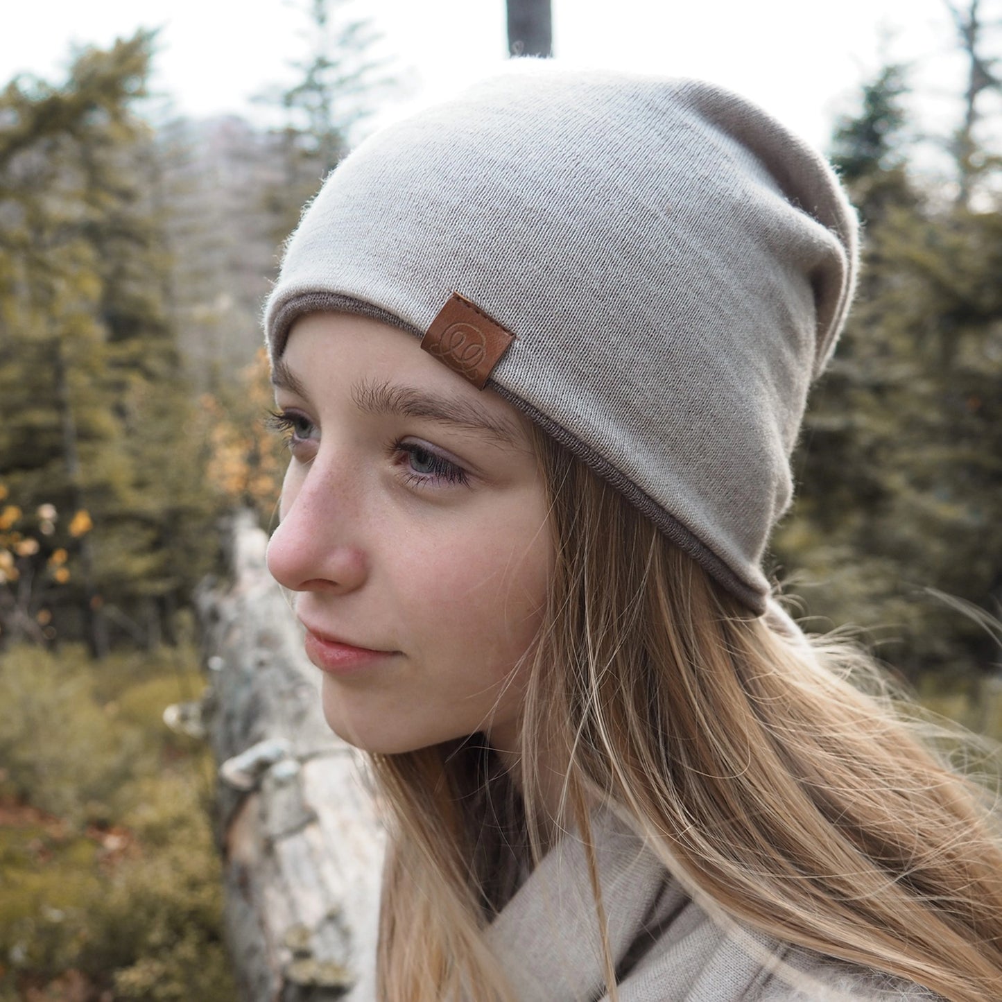 Viðsnúaleg ullarhúfa Beige - Brown