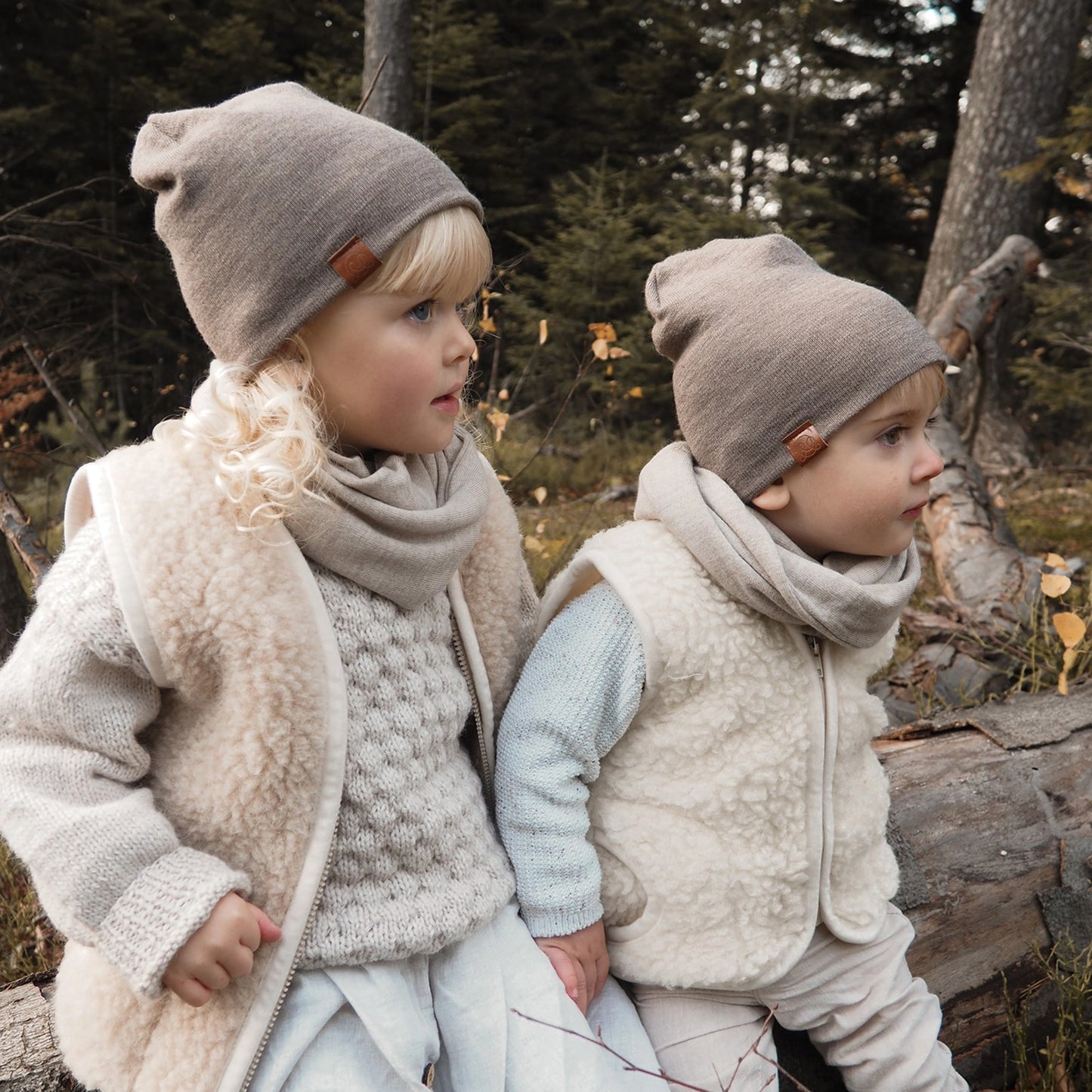 Viðsnúaleg ullarhúfa Beige - Brown