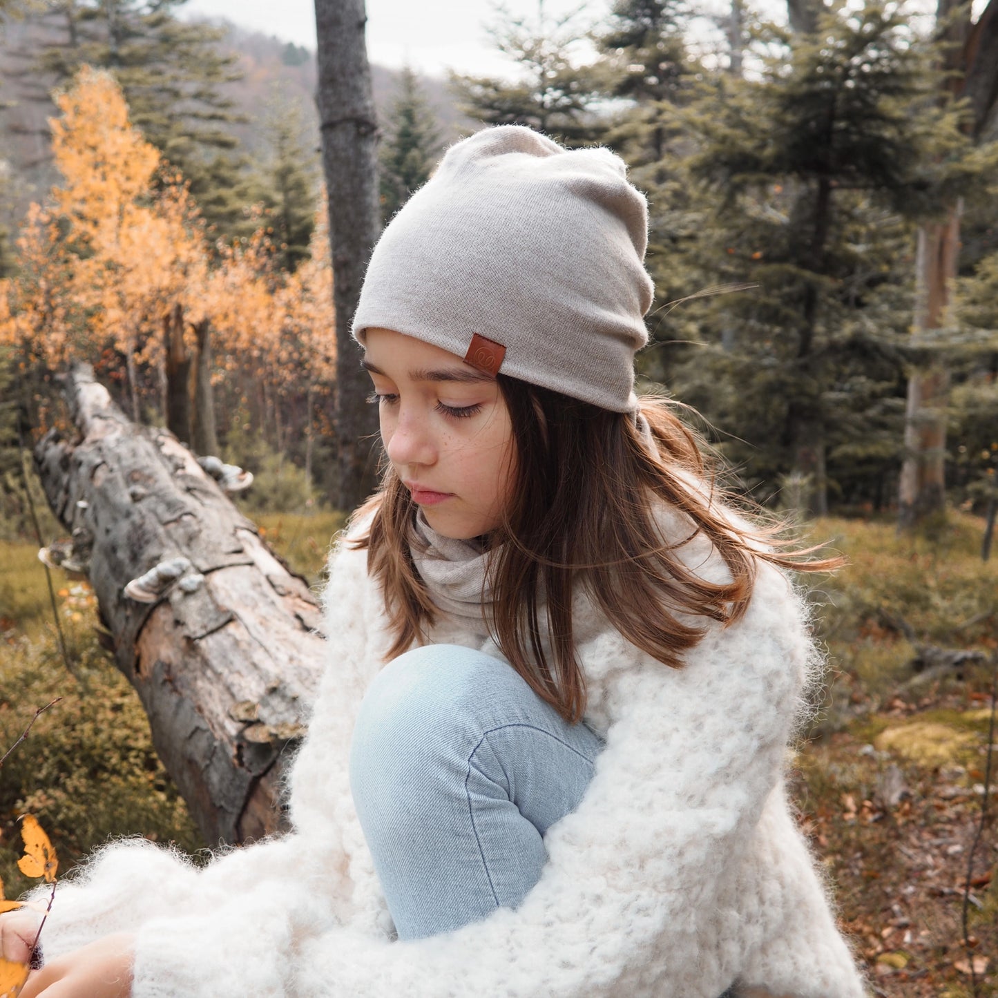 Viðsnúaleg ullarhúfa Beige - Brown