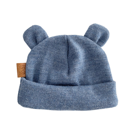 Ungbarna ullarhúfa með bangsaeyrum - Jeans Blue