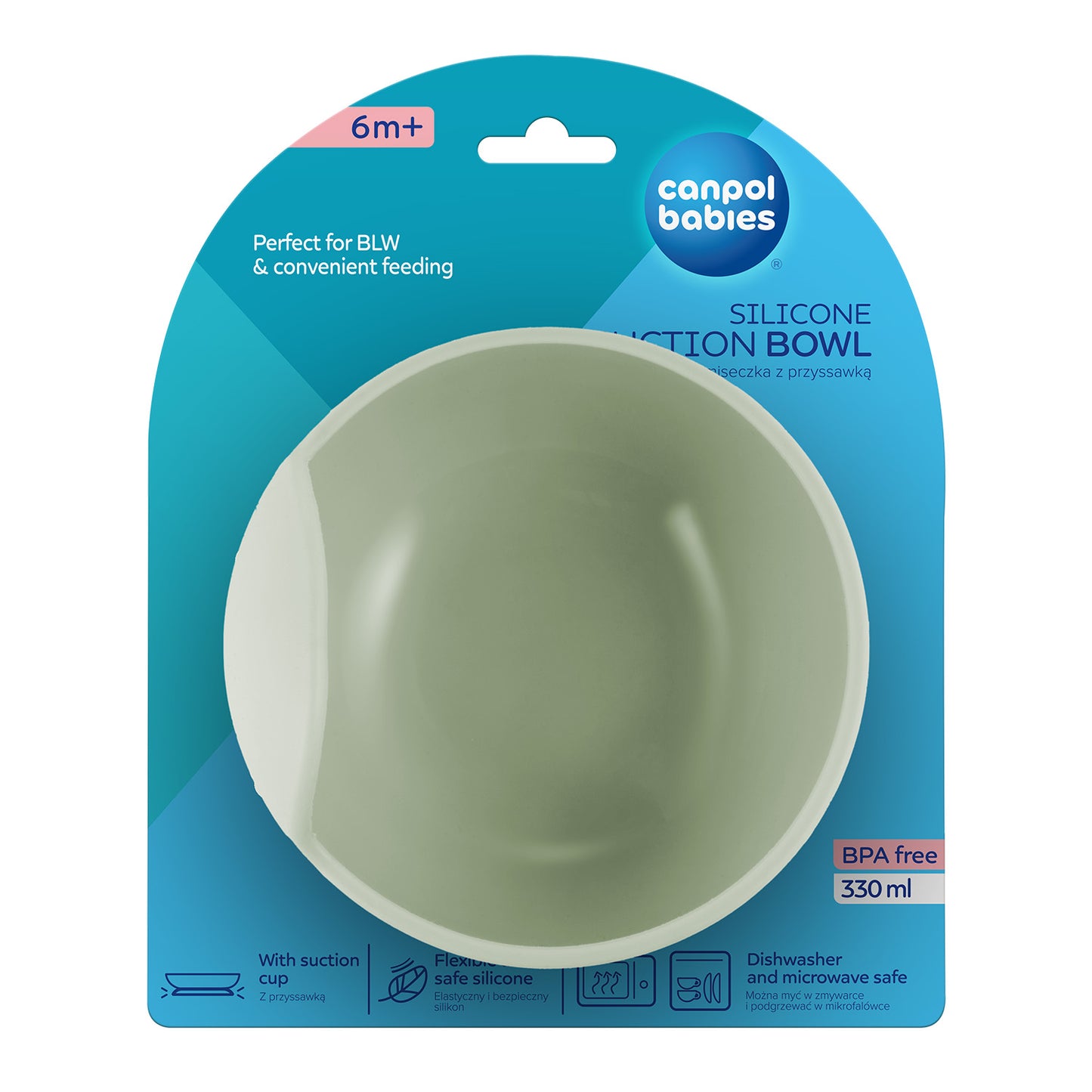 Sílikon Skál - Suction Bowl 330ml - Green