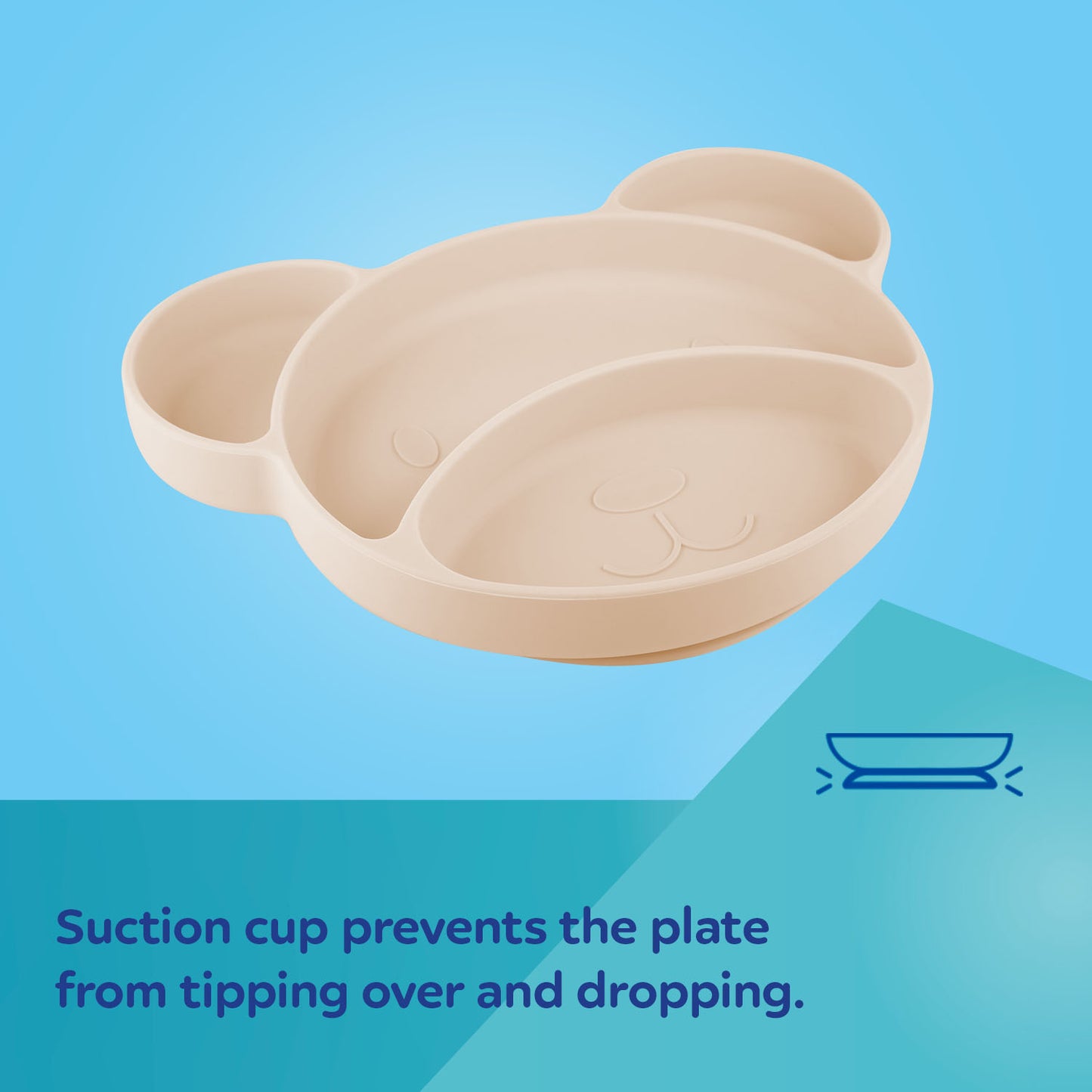 Sílikon Diskur - Suction Plate Divider - Cream Bear
