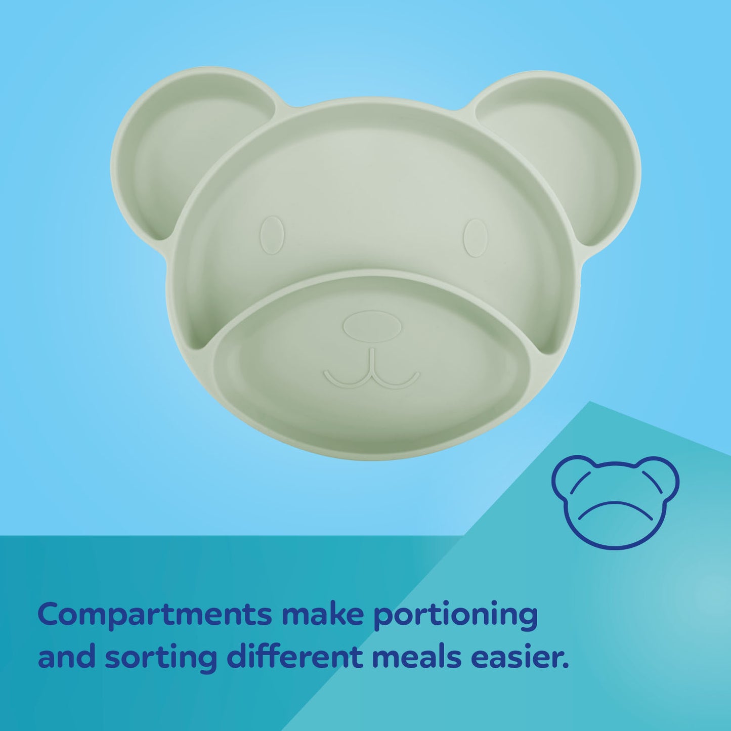 Sílikon Diskur - Suction Plate Divider - Cream Bear