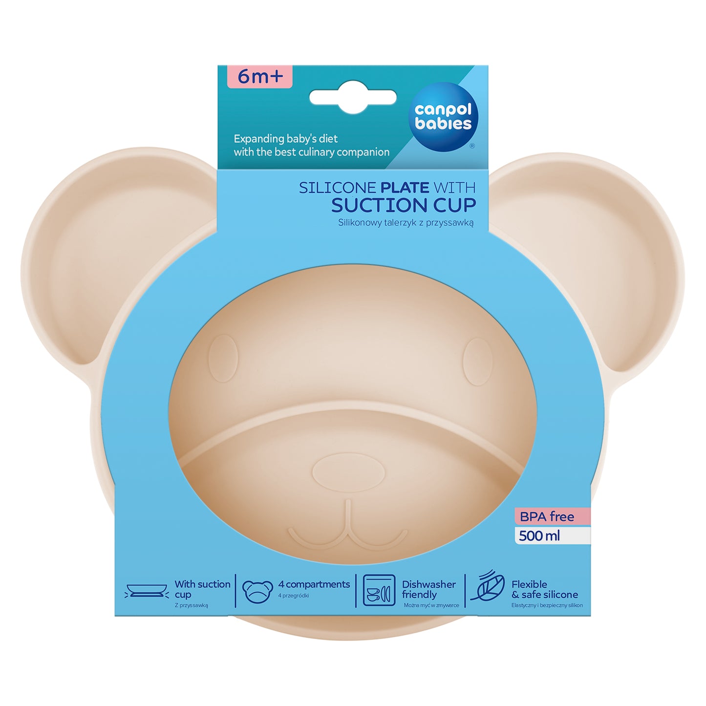 Sílikon Diskur - Suction Plate Divider - Cream Bear