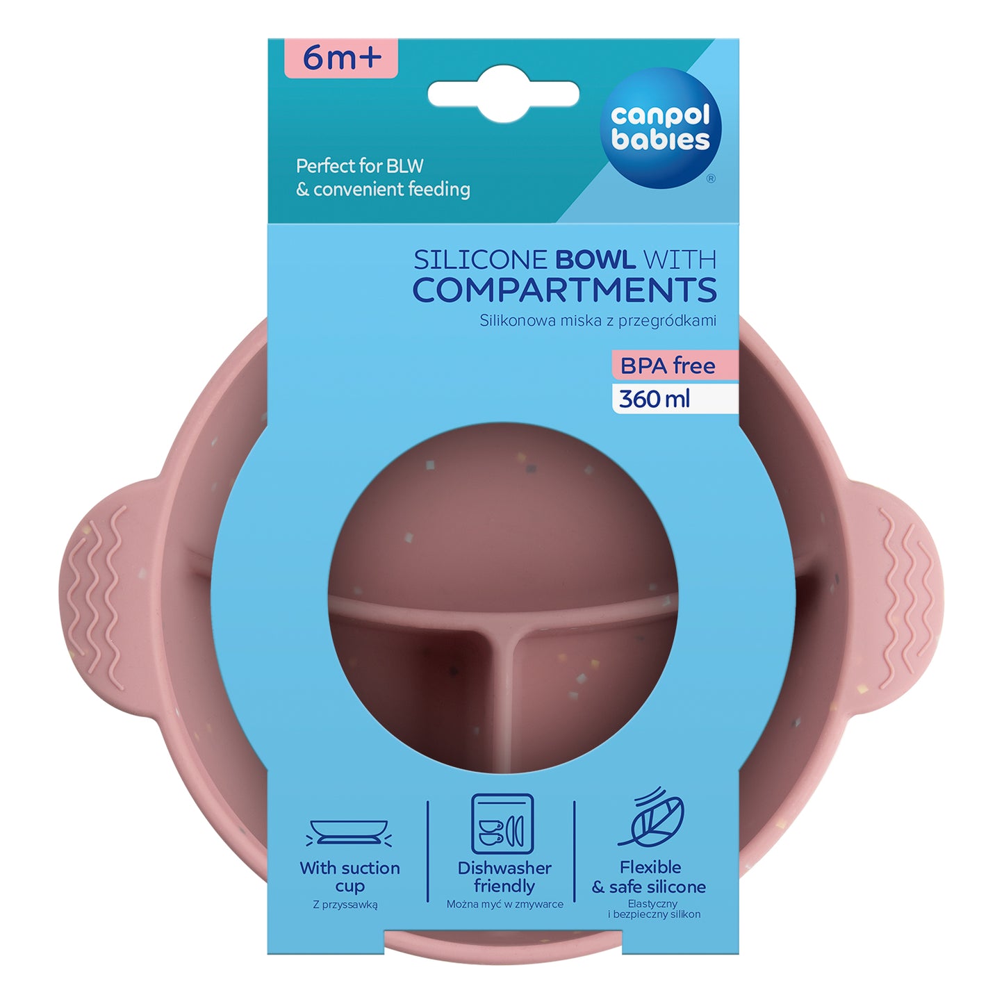 Sílikon Skál - Suction Bowl Divider 360ml - Pink Dots
