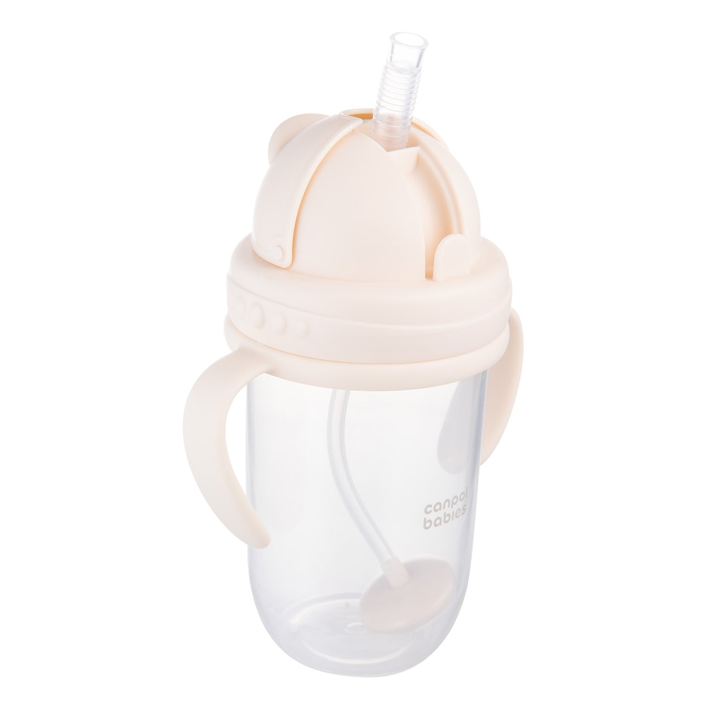 Glas með röri Non-spill Cup with weighted straw 270ml - Pastel Cream