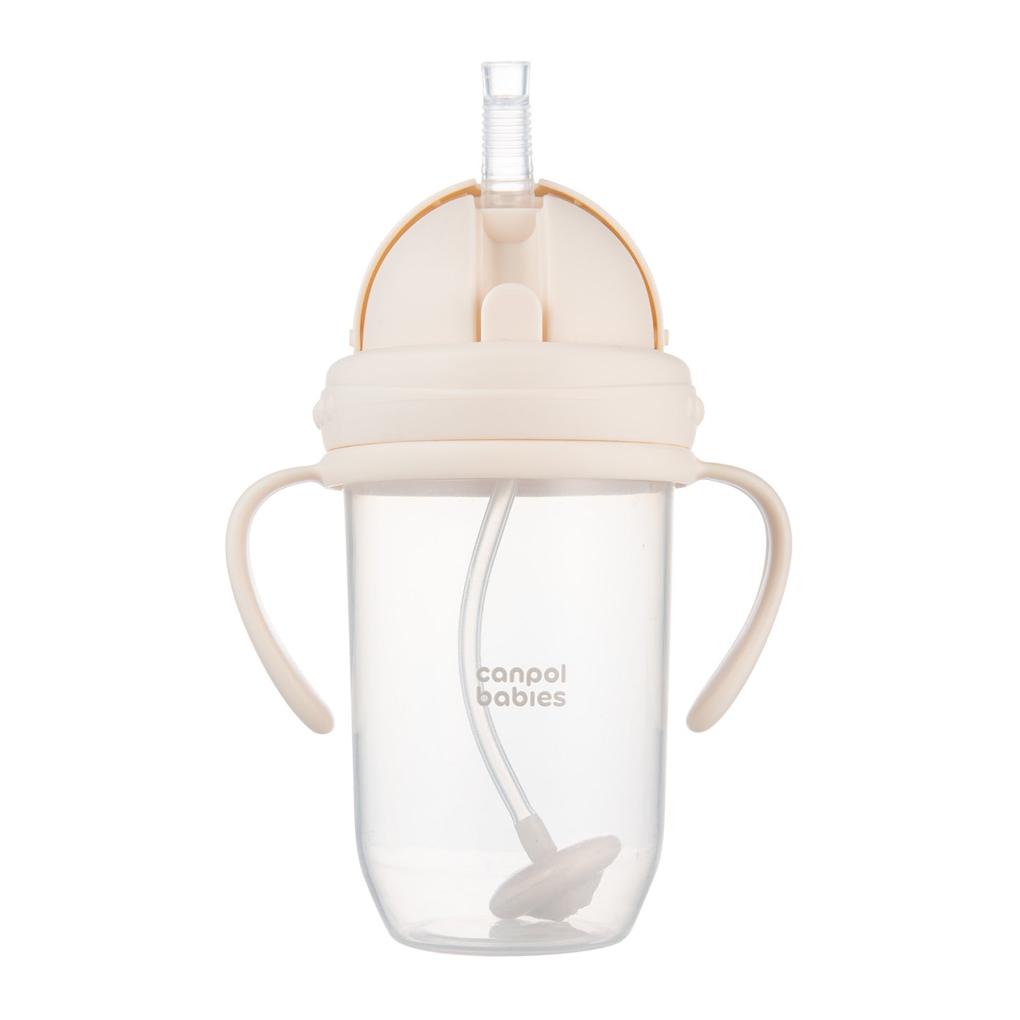 Glas með röri Non-spill Cup with weighted straw 270ml - Pastel Cream