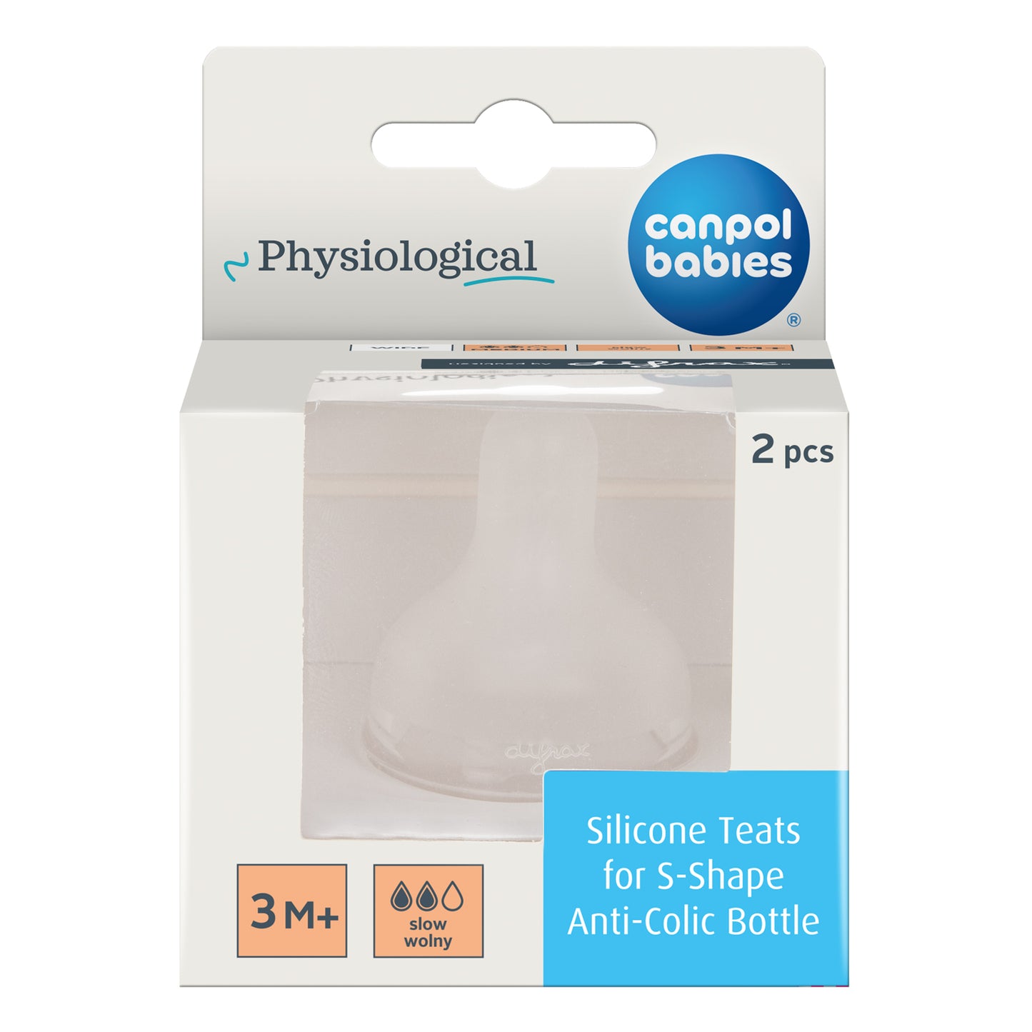 Pelatúttur - Silicone Teat for Difrax S-Shape Bottle M (slow flow) - 2 pcs