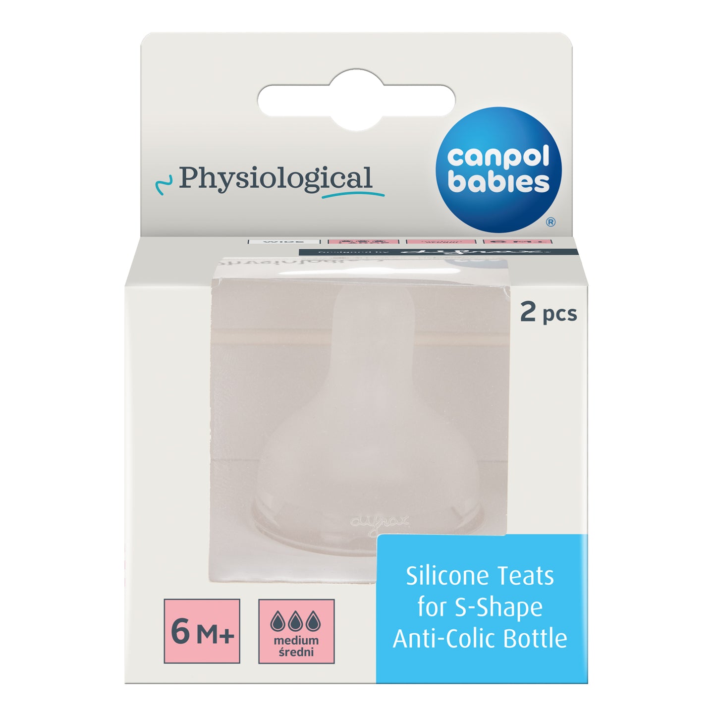 Pelatúttur - Silicone Teat for Difrax S-Shape Bottle L (medium flow) - 2 pcs