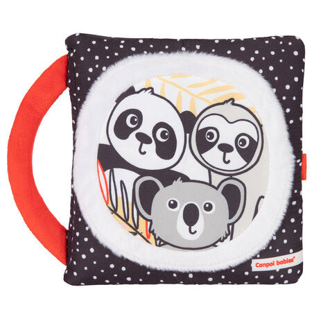 Mjúk Bók - XL High Contrast Sensory Soft Activity Book - Panda & Friends