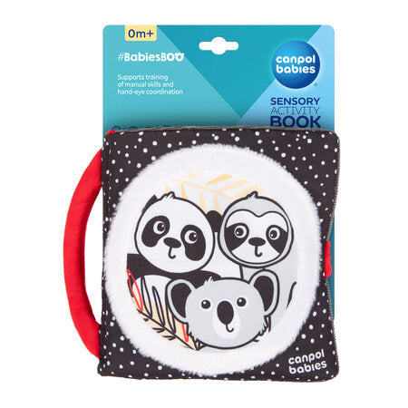 Mjúk Bók - XL High Contrast Sensory Soft Activity Book - Panda & Friends