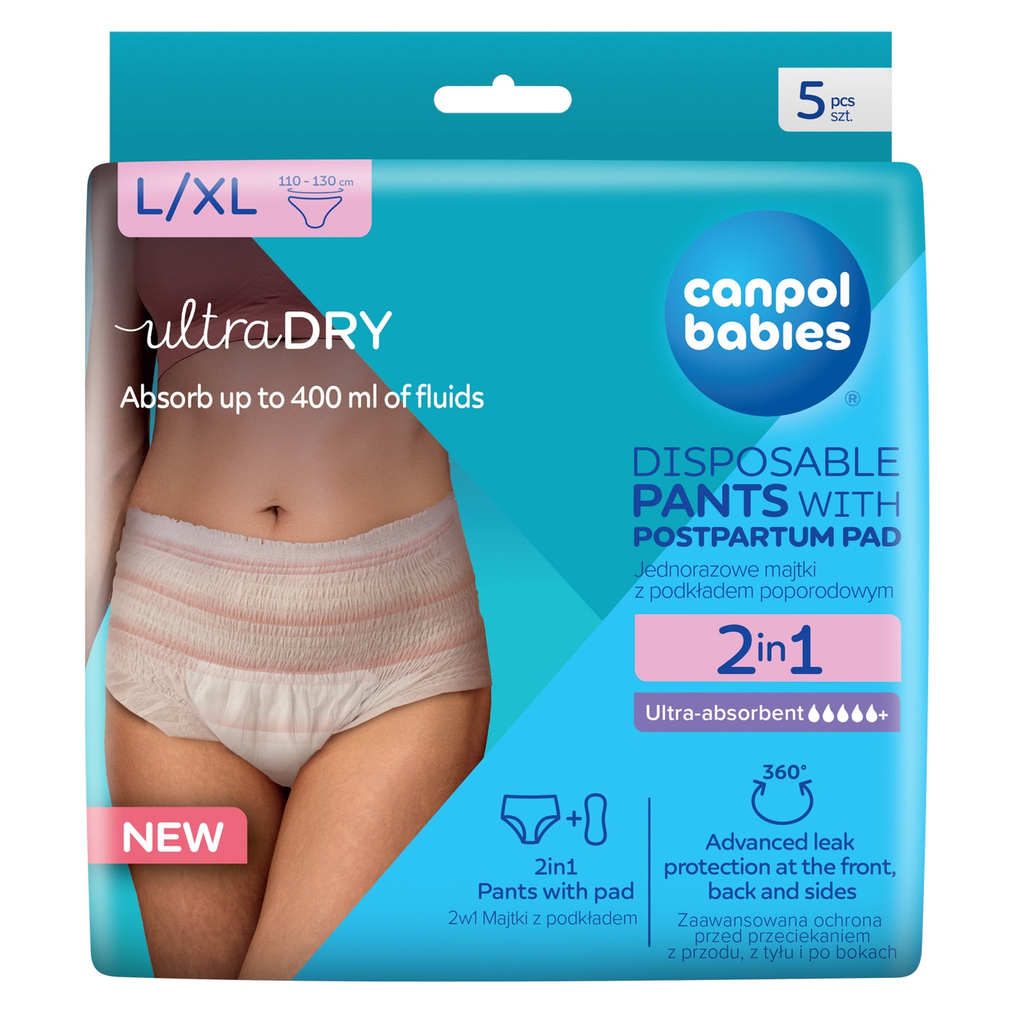 2in1 Postpartum Pants with Pad L/XL - 5 pcs