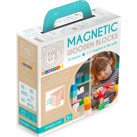 Kooglo Magnetic Trékubbar Mini - 30stk - Colour