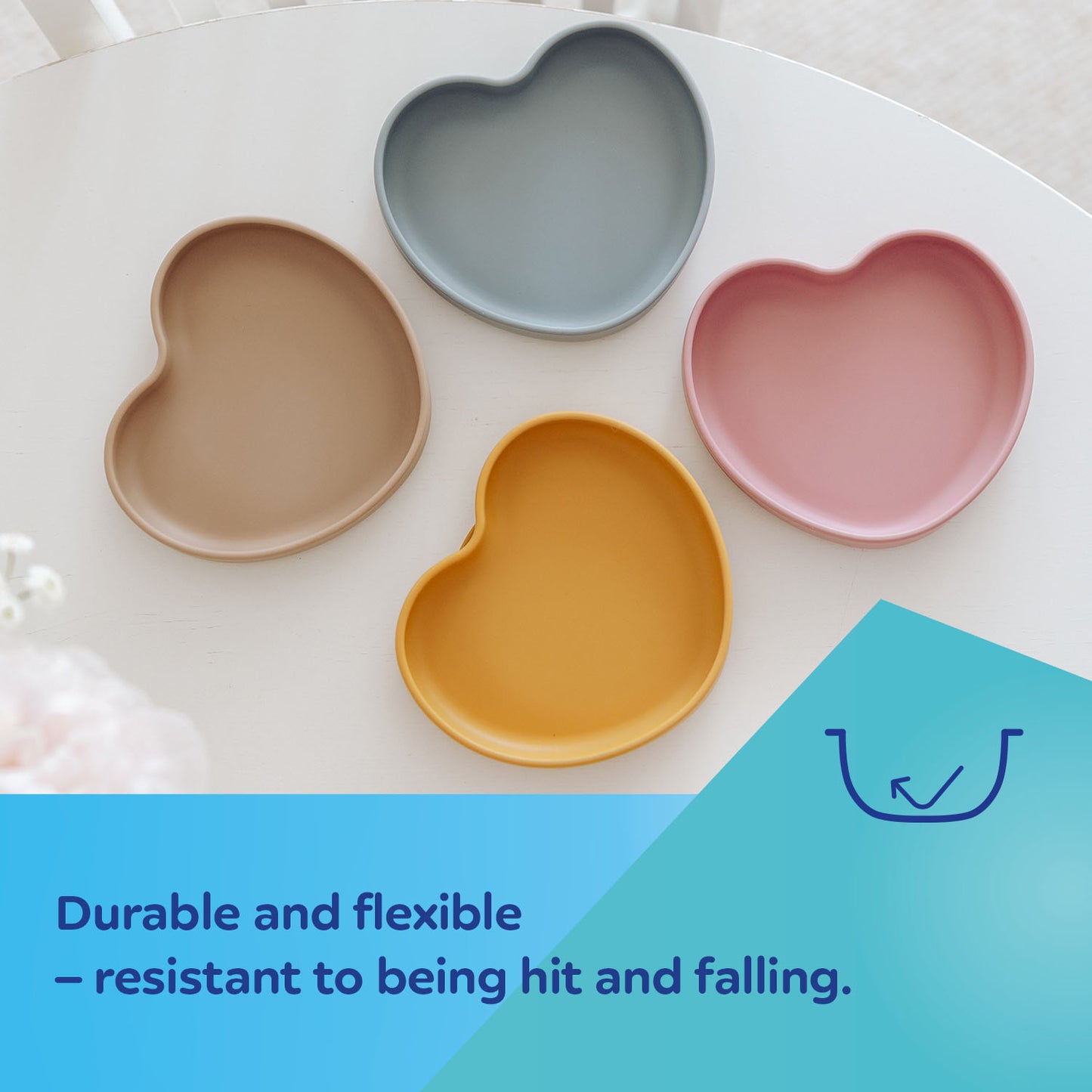 Sílikon Diskur - Suction Plate - Heart Pink