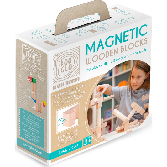 Kooglo Magnetic Trékubbar Basic - 50stk - Natural