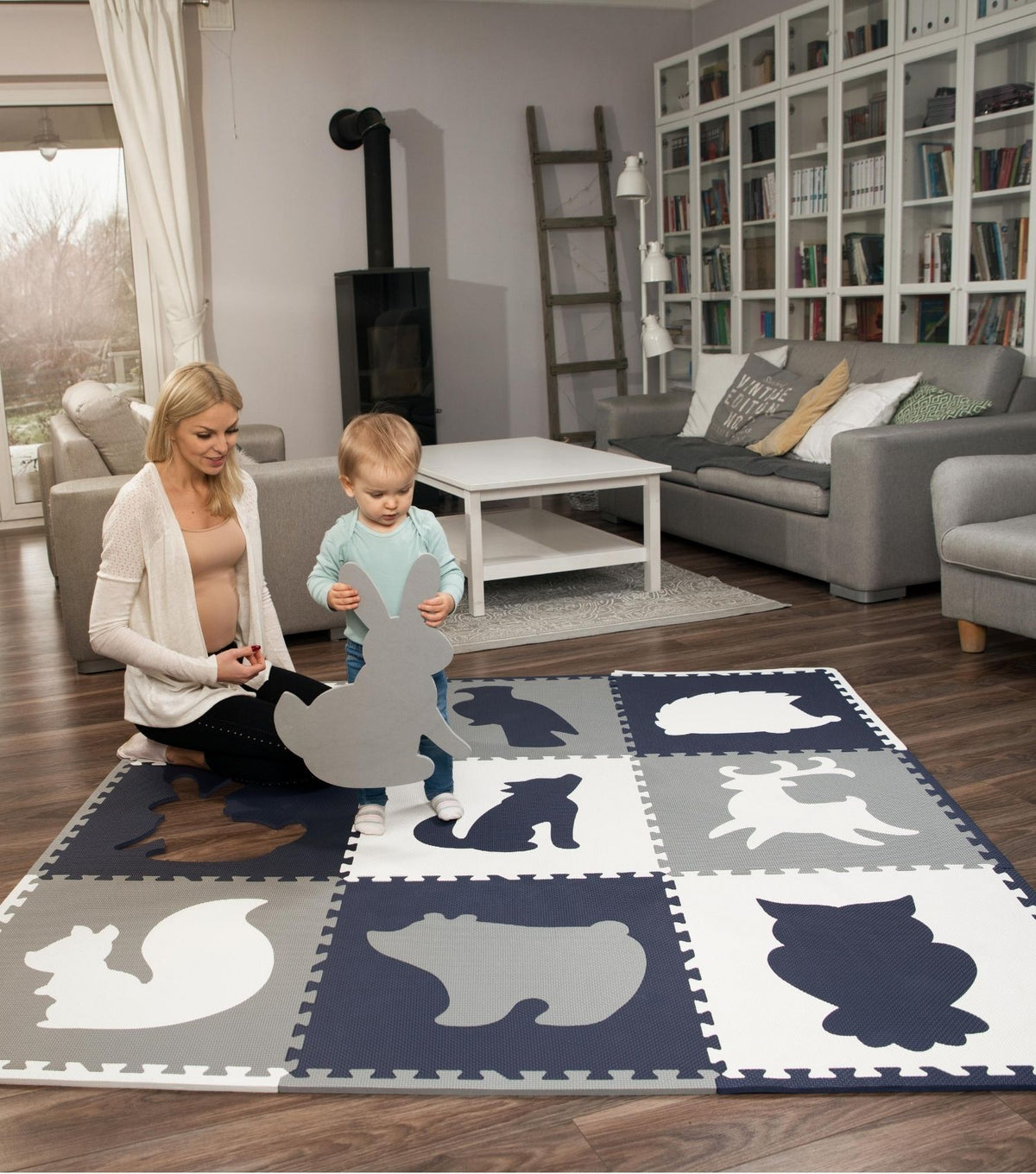 Púslmotta - Forest Navy Blue XXL 180/180cm - FORPÖNTUN