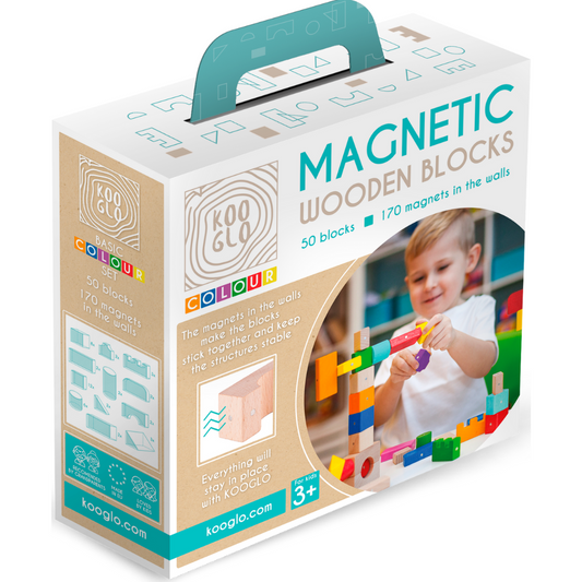 Kooglo Magnetic Trékubbar Basic - 50stk - Colour