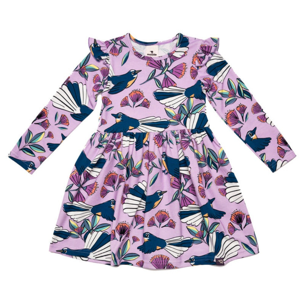 Fantail Lila Kjóll með pífum