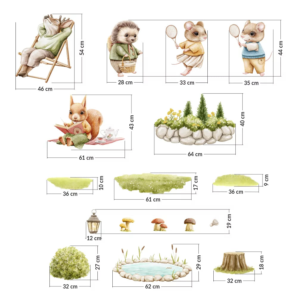 Vegglímmiði - Forest Friends Sett