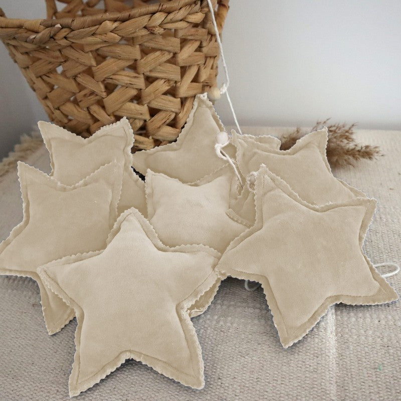 Velvet Star Garland  - Beige