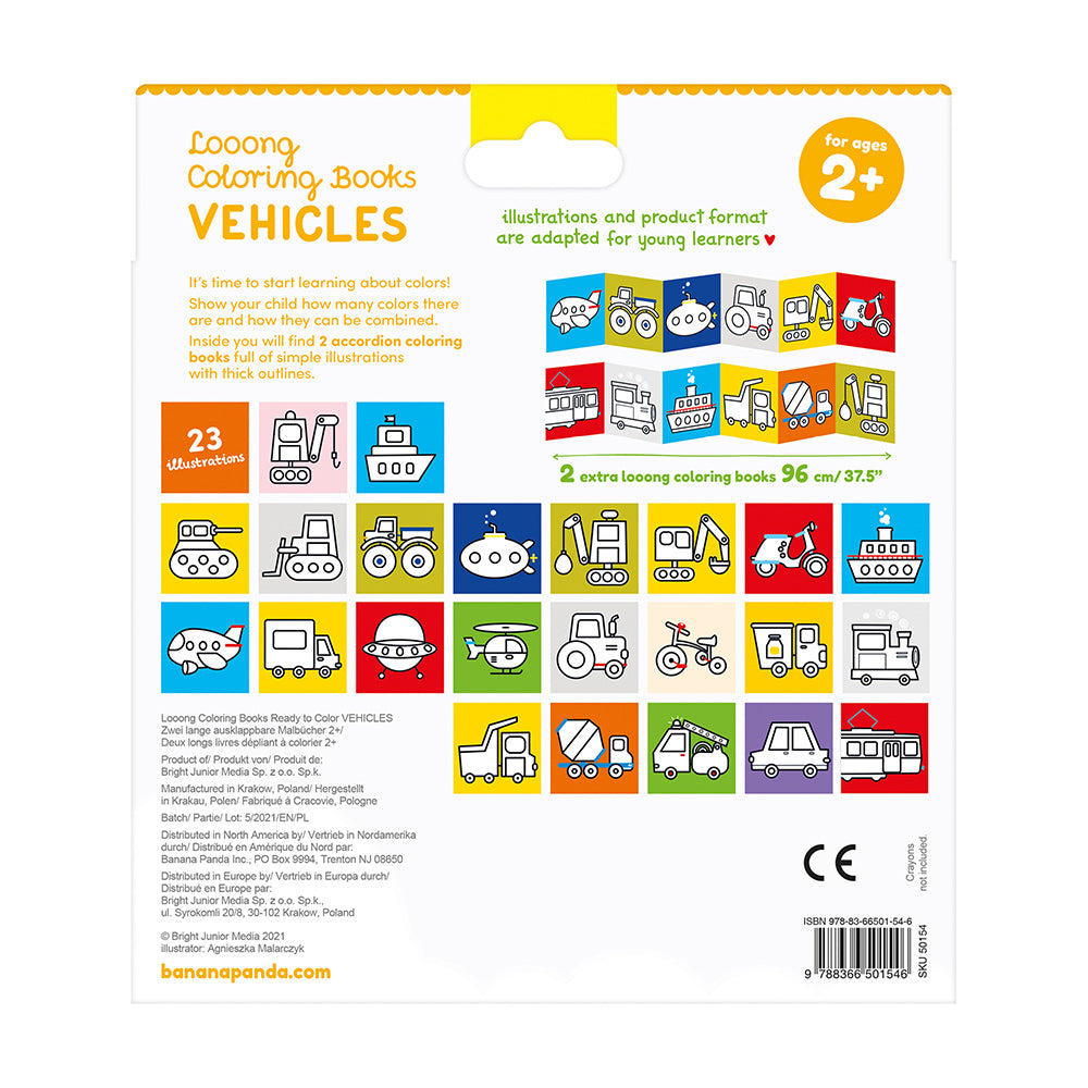 Looong Coloring Books - Ready to colour Vehicles 2+