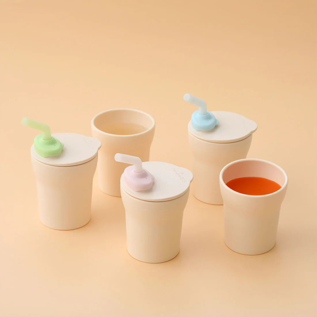 1-2-3! Sip Cup Sett - Mál með röri  - Gray