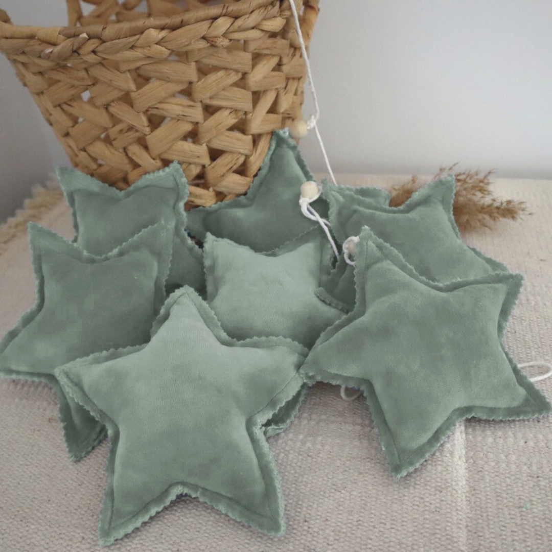 Velvet Star Garland  - Sage Green