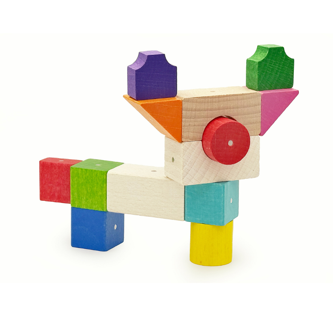 Kooglo Magnetic Trékubbar Mini - 30stk - Colour