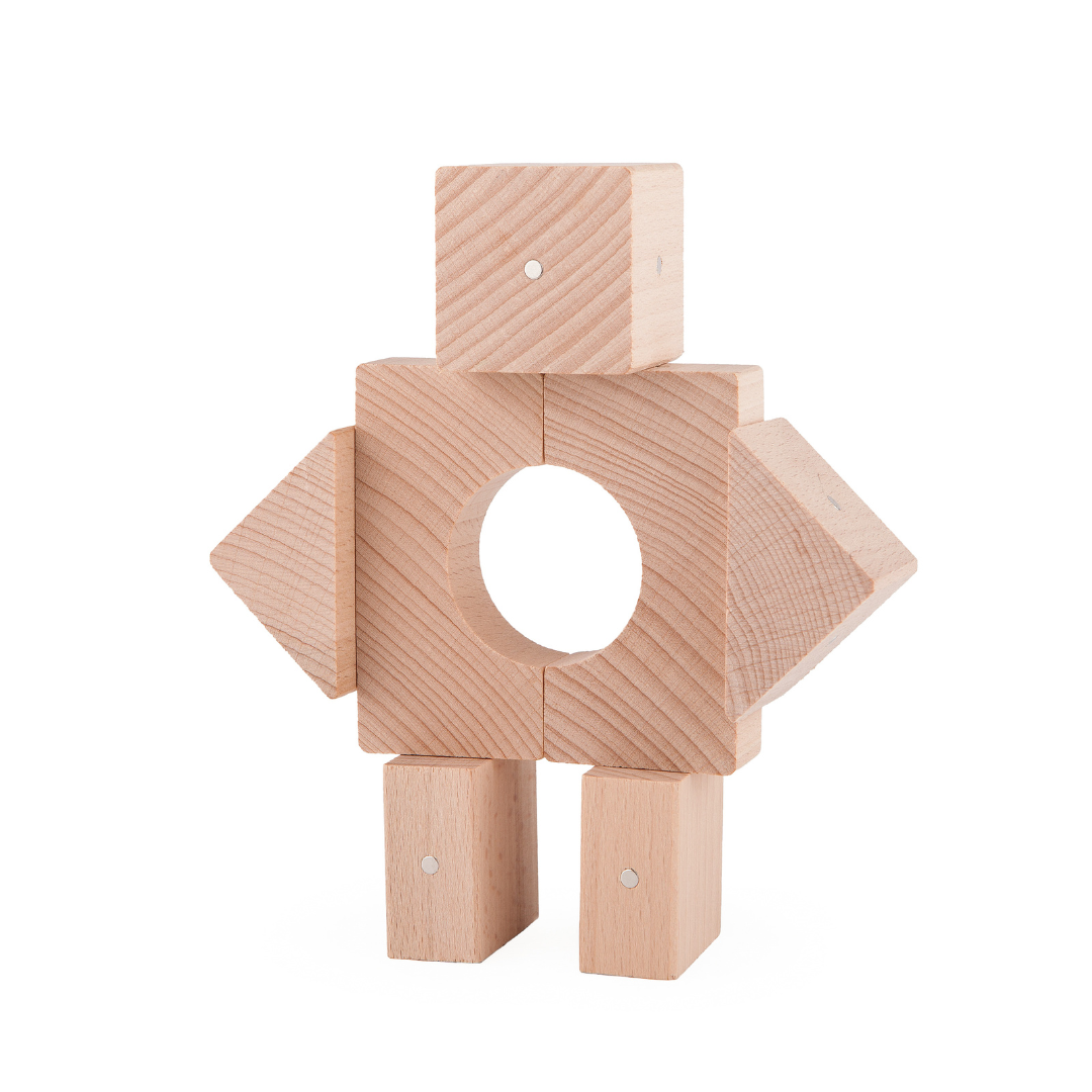 Kooglo Magnetic Trékubbar Mini - 30stk - Natural