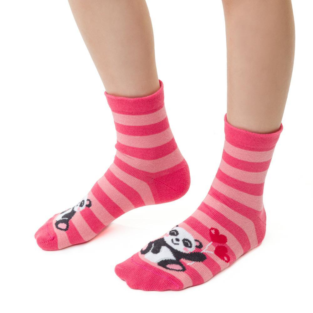 Sokkar - Pink Stripes Panda st. 26-34