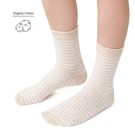 Organic Cotton Sokkar - Beige Stripes st. 26-34