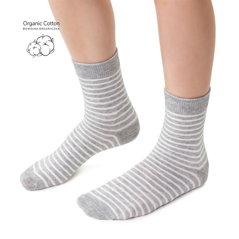 Organic Cotton Sokkar - Light Gray Stripes