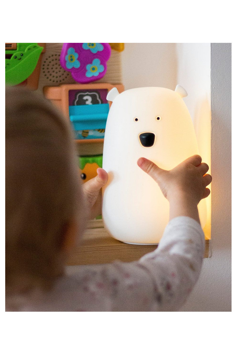 Mjúkur Sílikon Lampi með fjarstýringu - Bear White