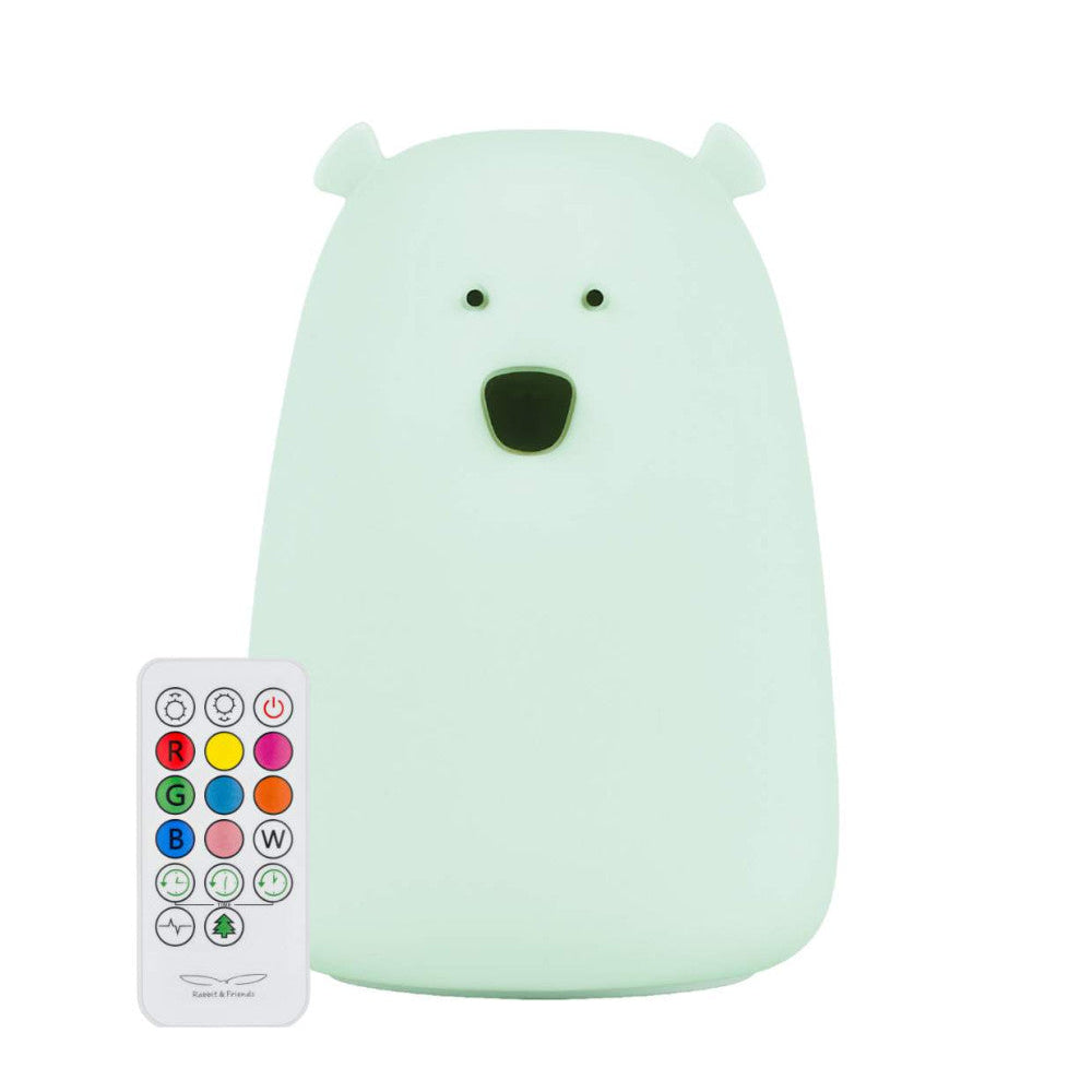Mjúkur Sílikon Lampi með fjarstýringu - Bear Mint Green