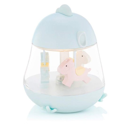 Chicklet Lamp with Carousel Music Box - Blue