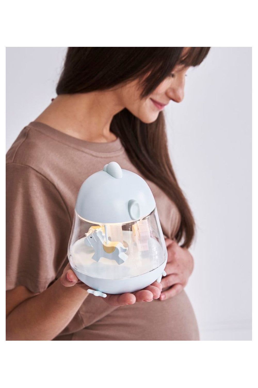 Chicklet Lamp with Carousel Music Box - Blue