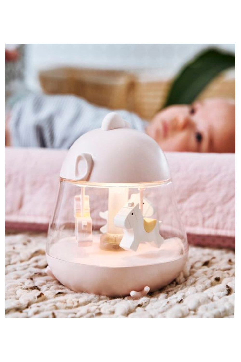 Chicklet Lamp with Carousel Music Box - PInk