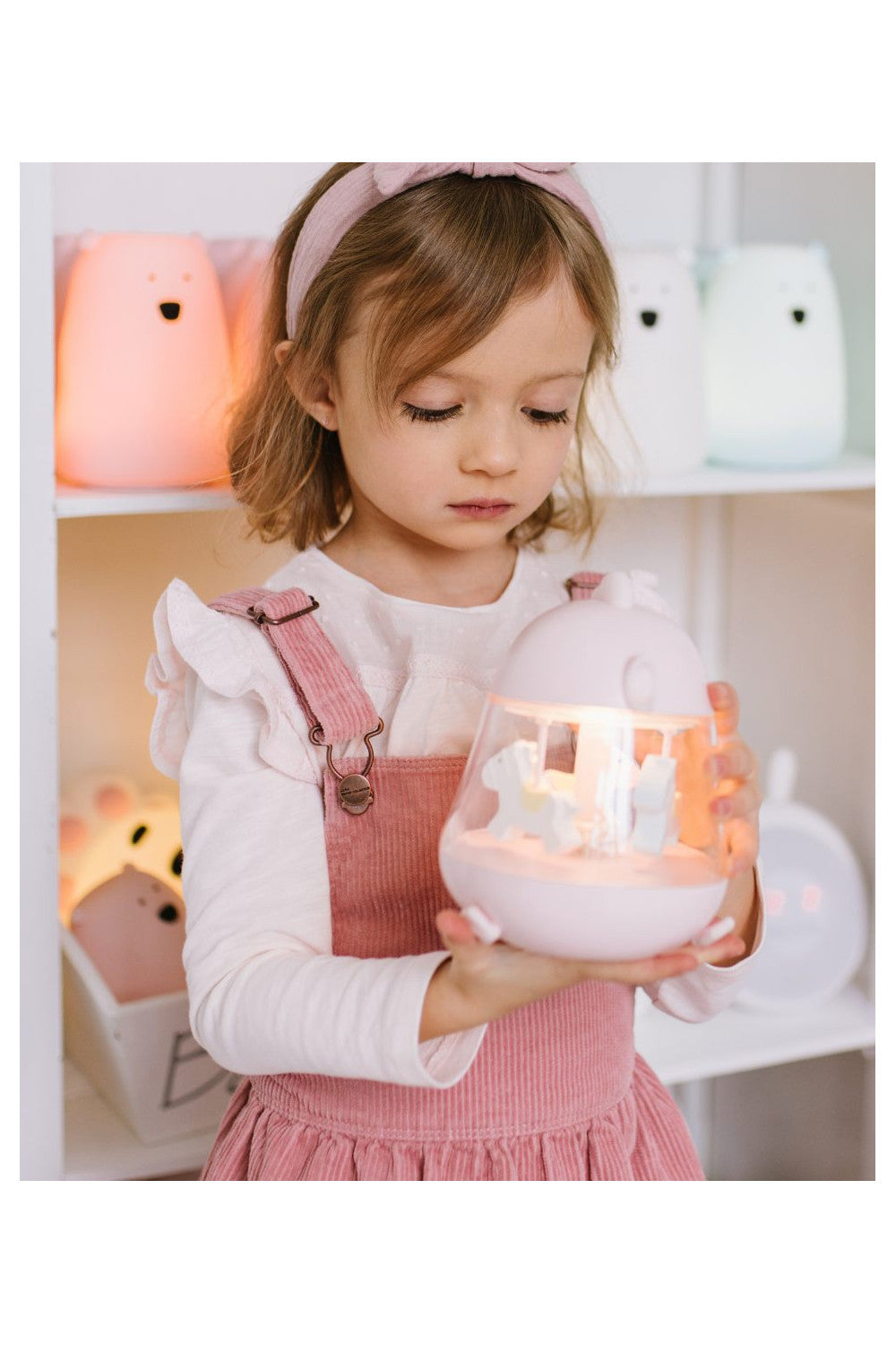 Chicklet Lamp with Carousel Music Box - PInk