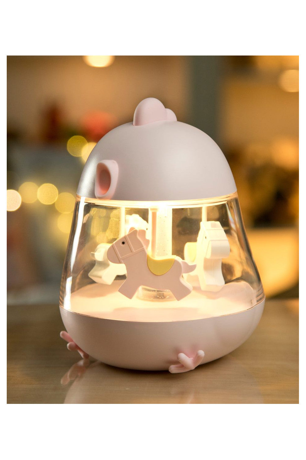 Chicklet Lamp with Carousel Music Box - PInk